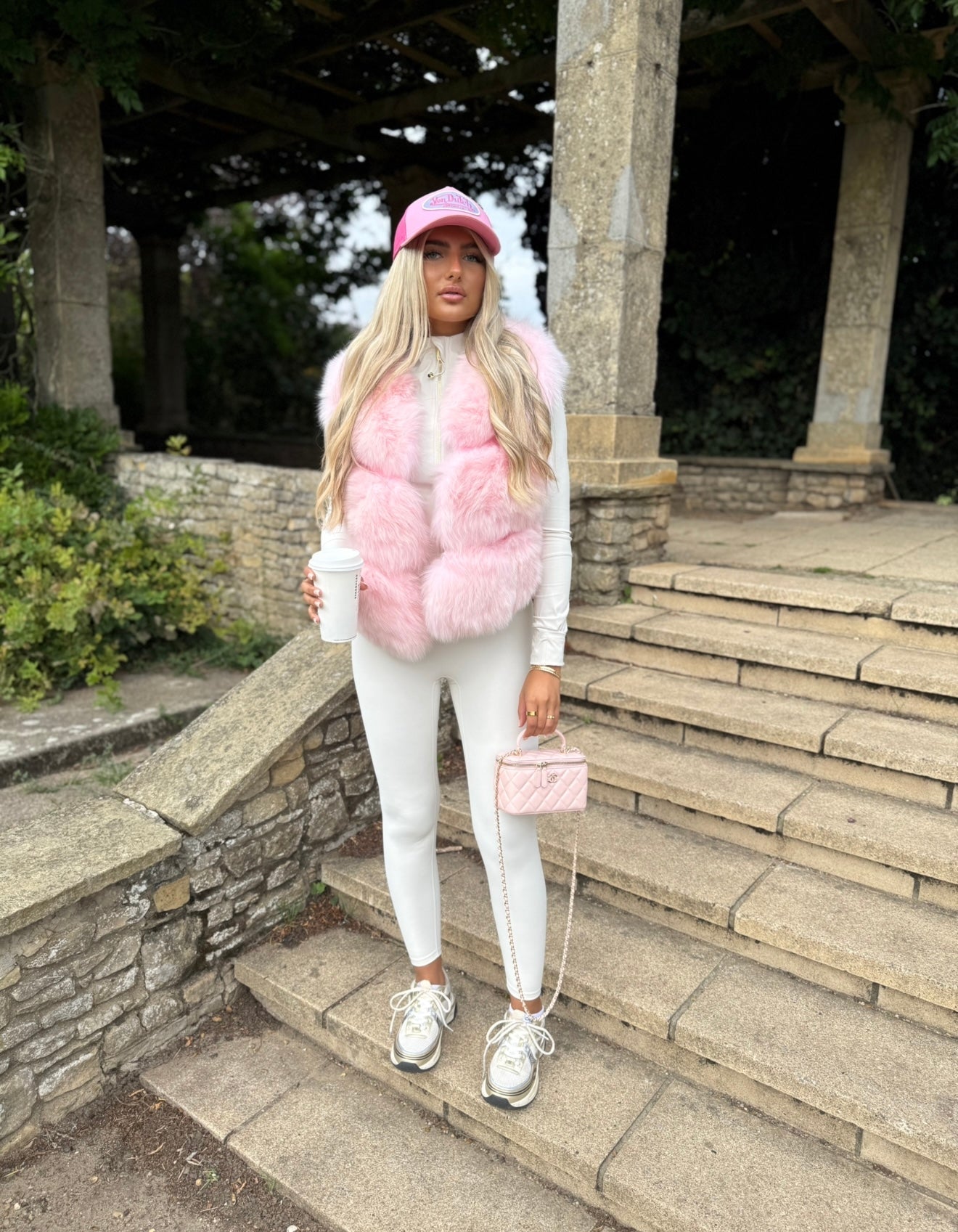 Premium Bubblegum Pink Fox fur body warmer