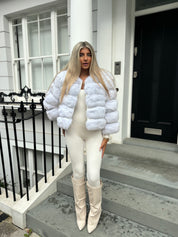 Premium Frost white fox fur coat
