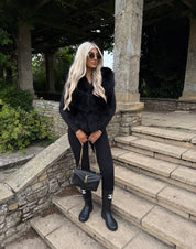 Premium Black fox fur body warmer