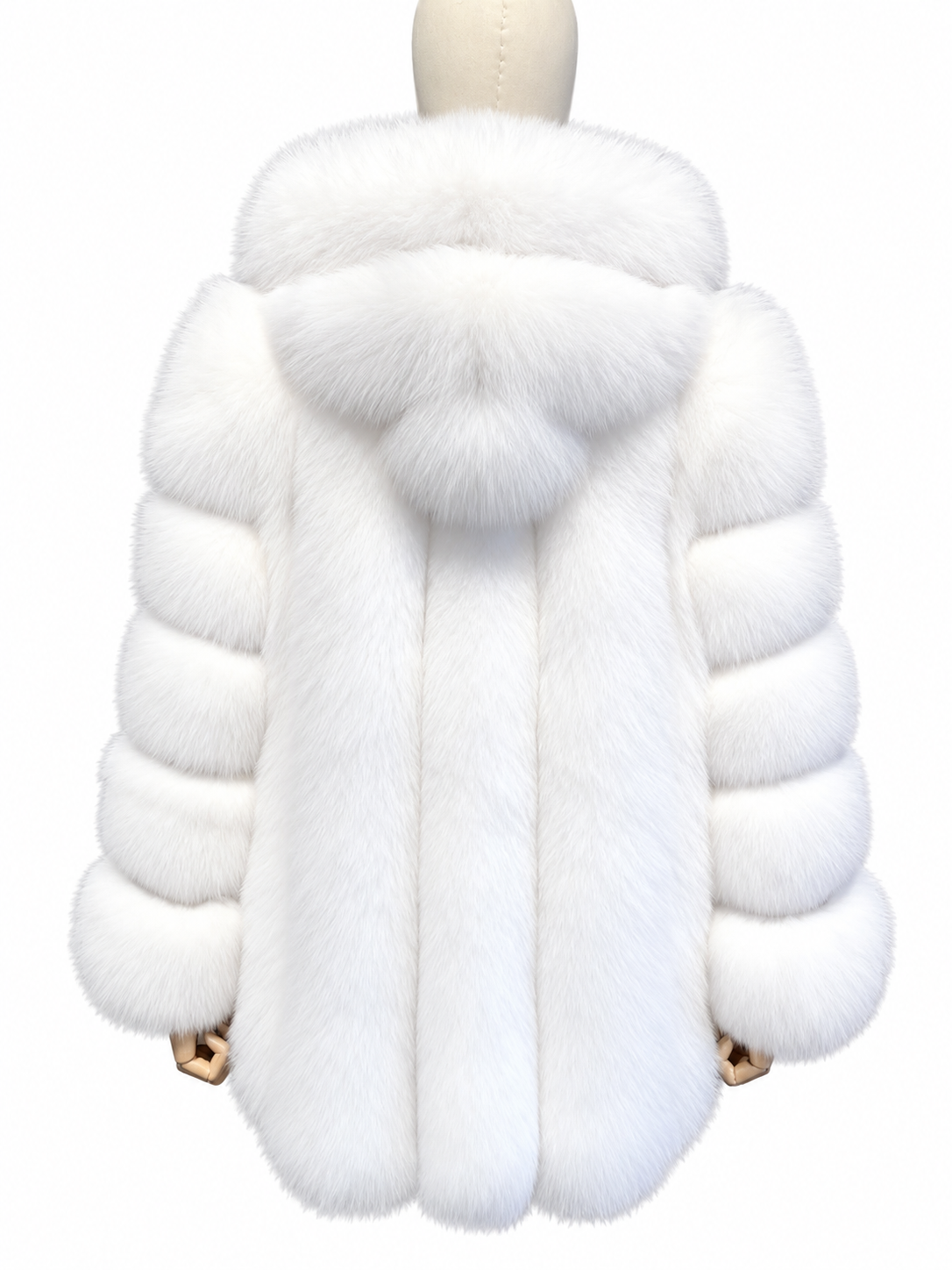 Arctic white vertical fox fur coat