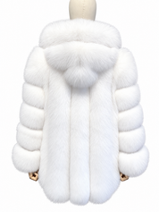 Arctic white vertical fox fur coat
