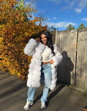 Winter white 8 Row fox Fur Coat