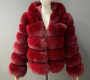 Premium Khaki fox fur hooded coat