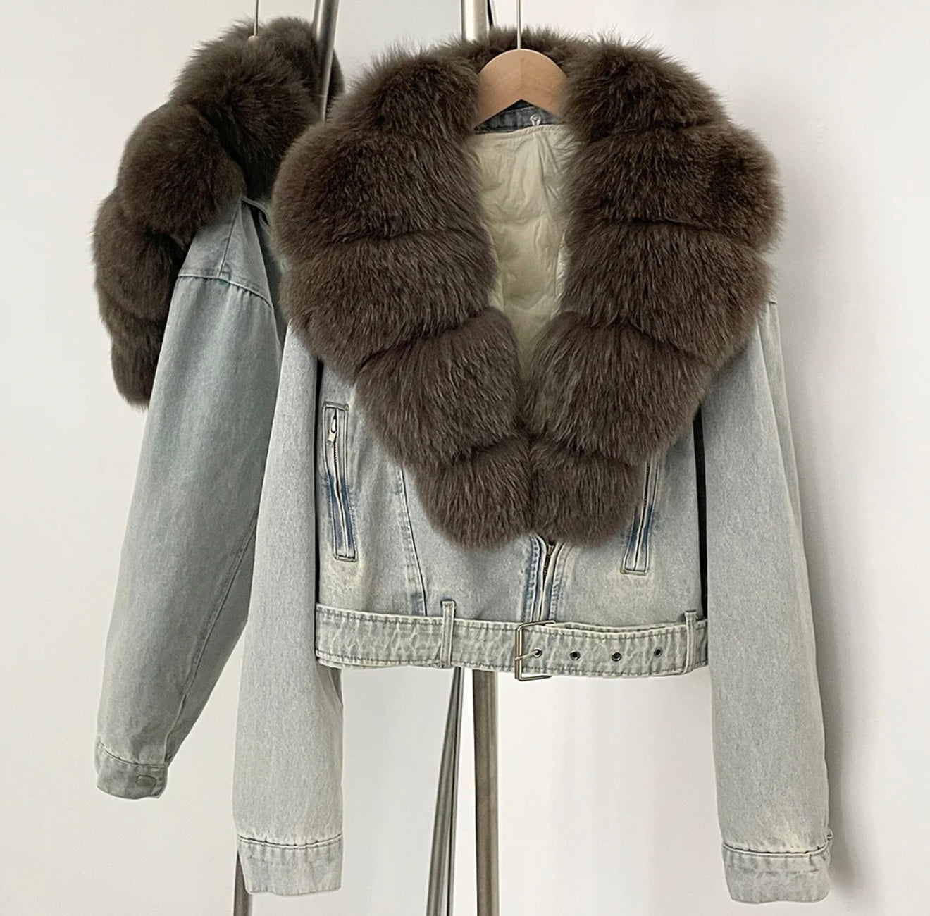 Espresso Fox Denim Puffer