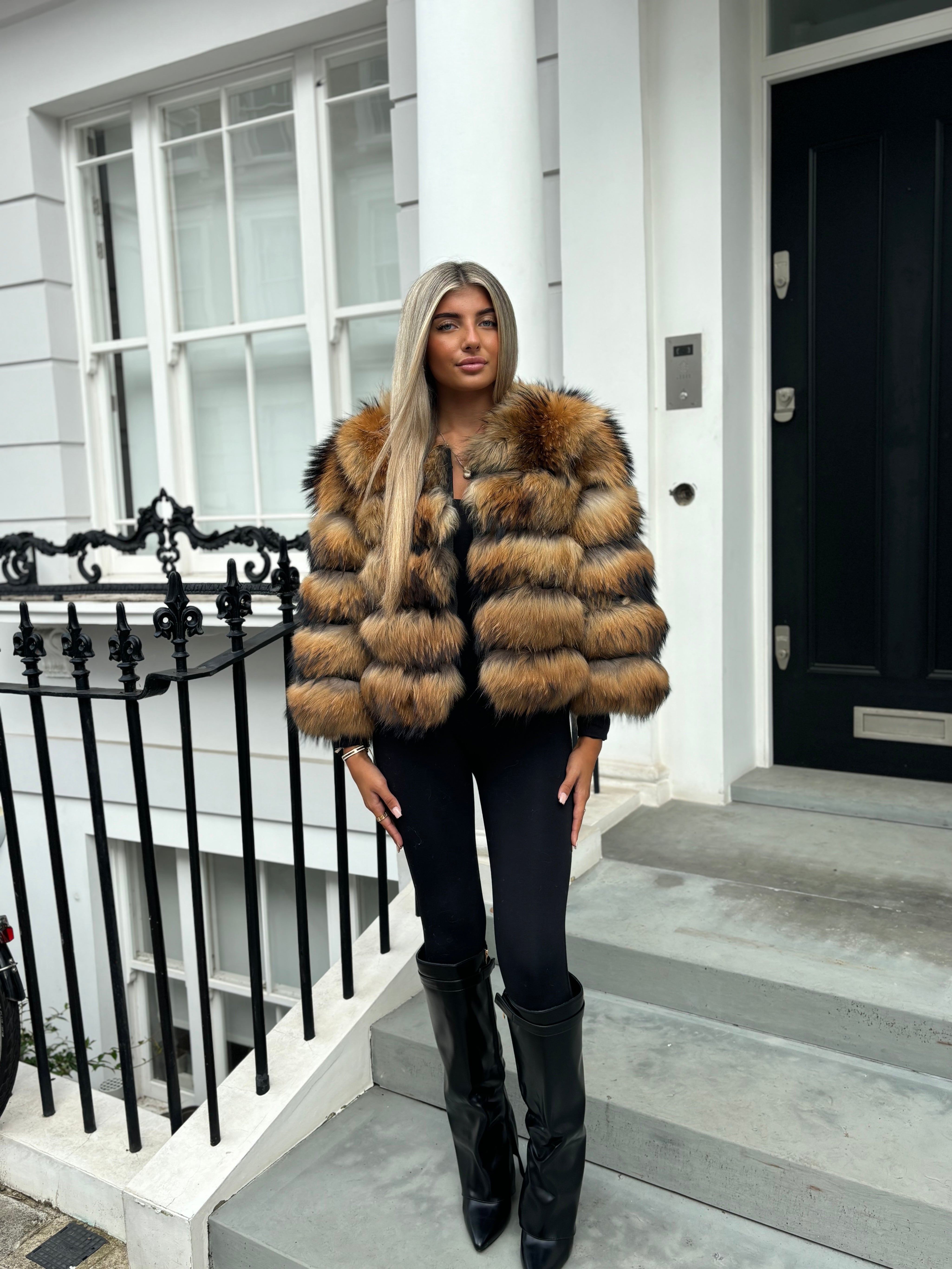 Premium Racoon brown Fur coat