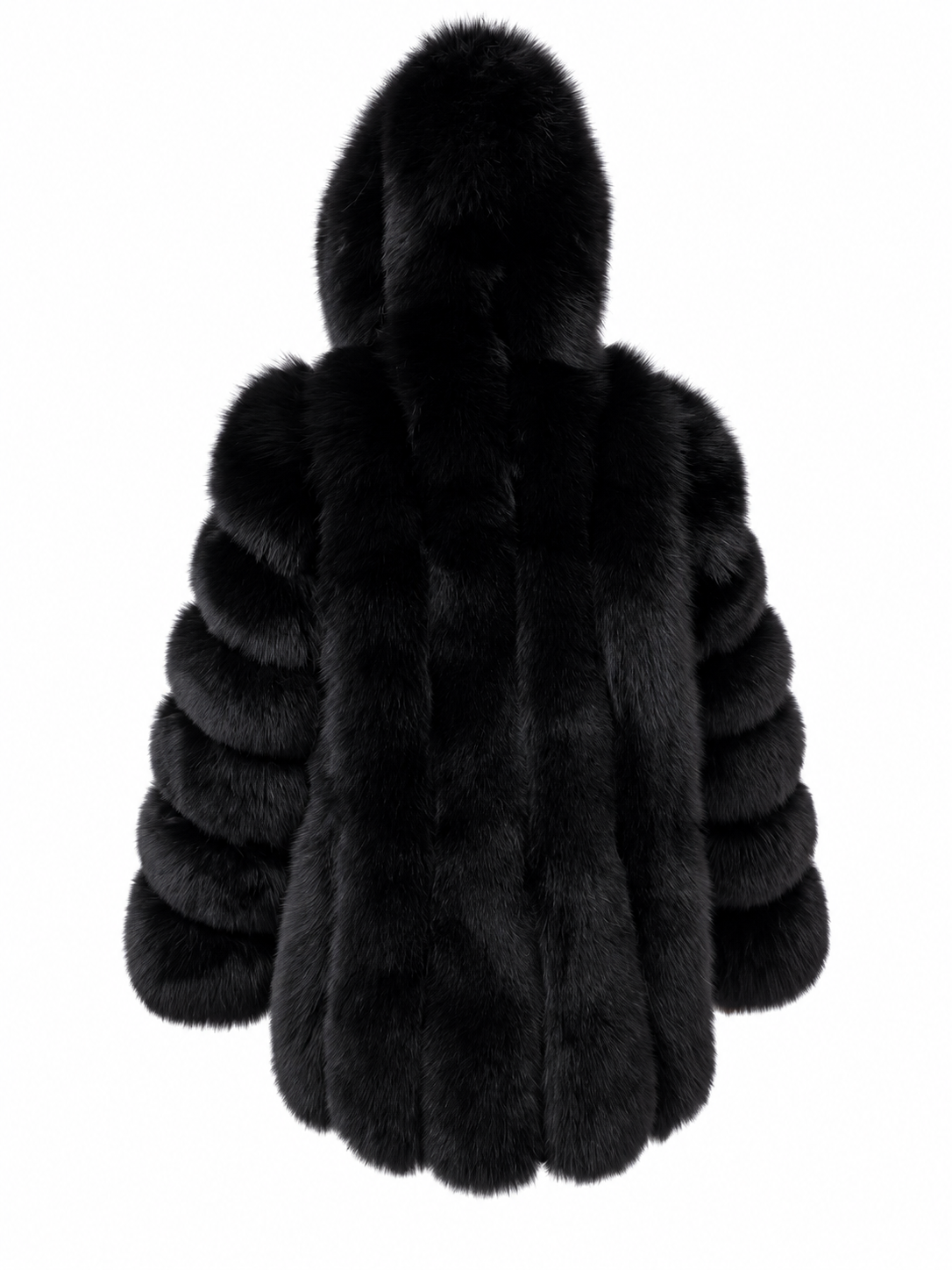 Midnight Black Vertical Fox Fur Coat