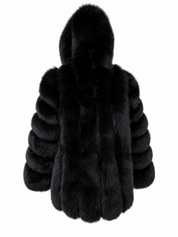 Midnight Black Vertical Fox Fur Coat