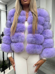 Premium Lilac purple fox fur coat