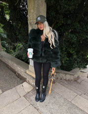 Premium Khaki fox fur hooded coat