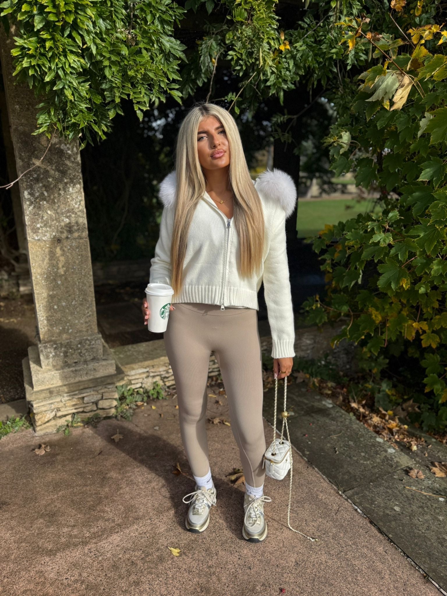 Winter White Knitted fox fur cardigan