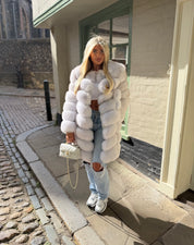 Winter white 8 Row fox Fur Coat