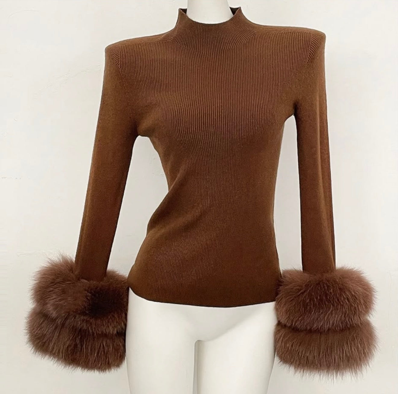 Chocolate fox fur knit