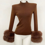 Chocolate fox fur knit