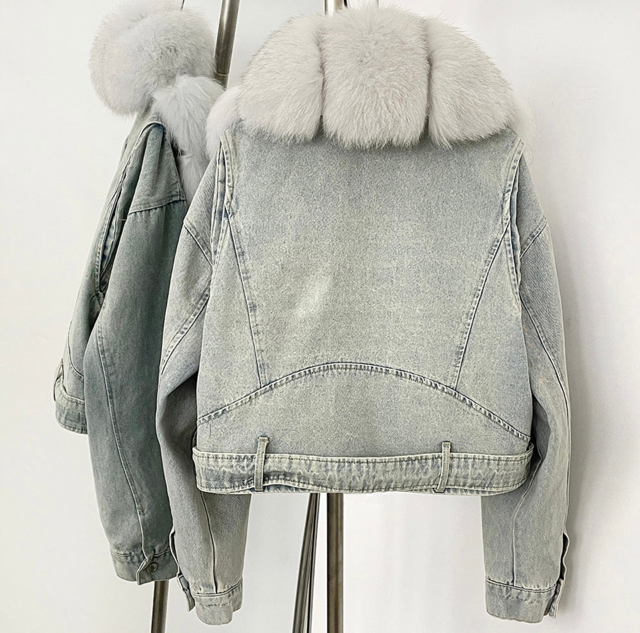 Pearl Fox Denim Puffer