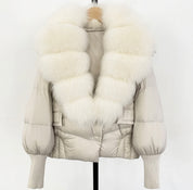 Ivory fox fur puffer