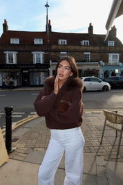 Chocolate brown fox fur cardigan