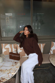 Chocolate brown fox fur cardigan