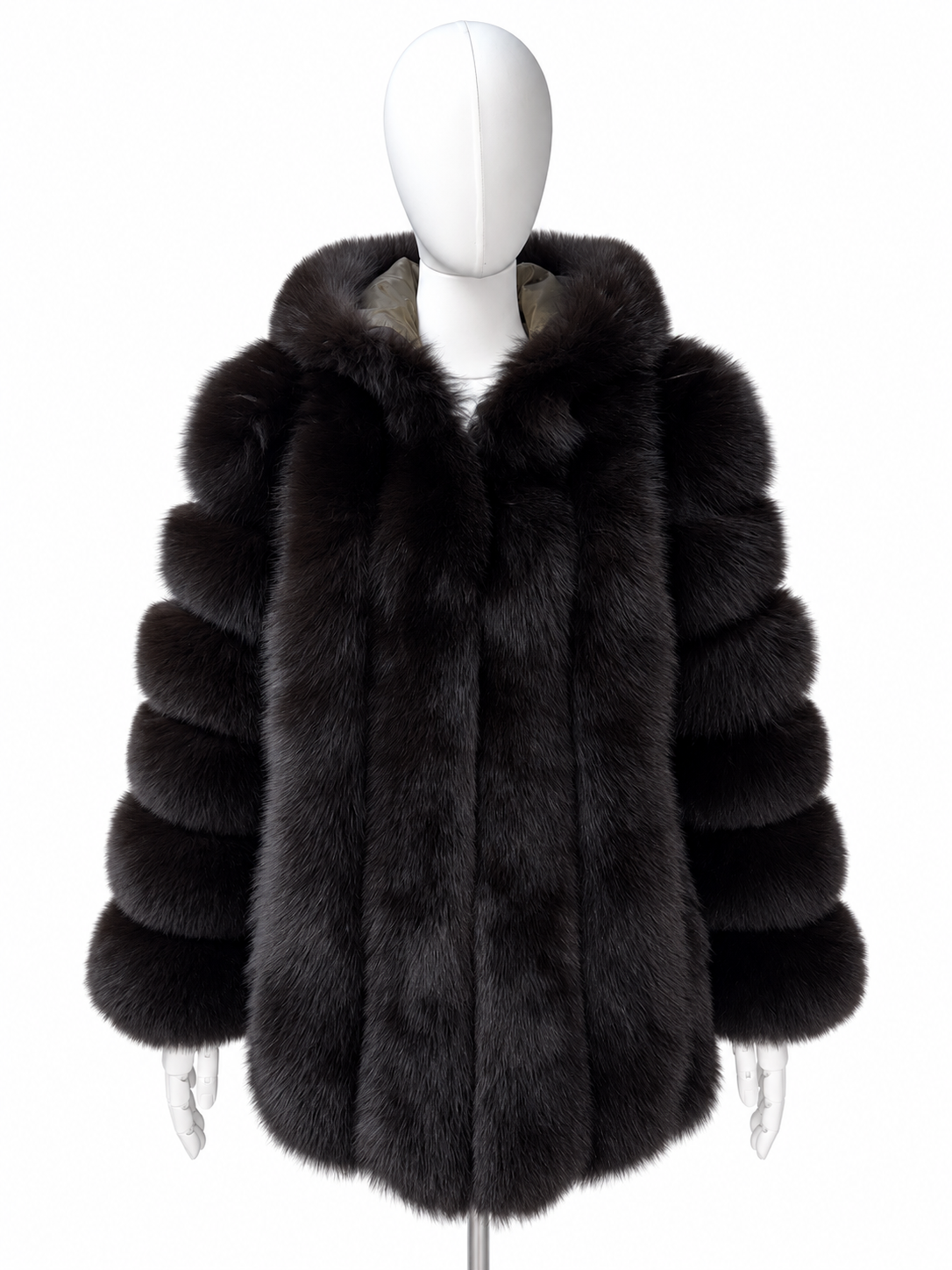 Dark espresso Vertical Fox Fur Coat