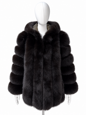 Dark espresso Vertical Fox Fur Coat