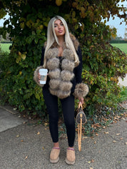 Racoon black fox fur cardigan