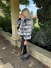 Premium Black Frost Fox Fur Coat