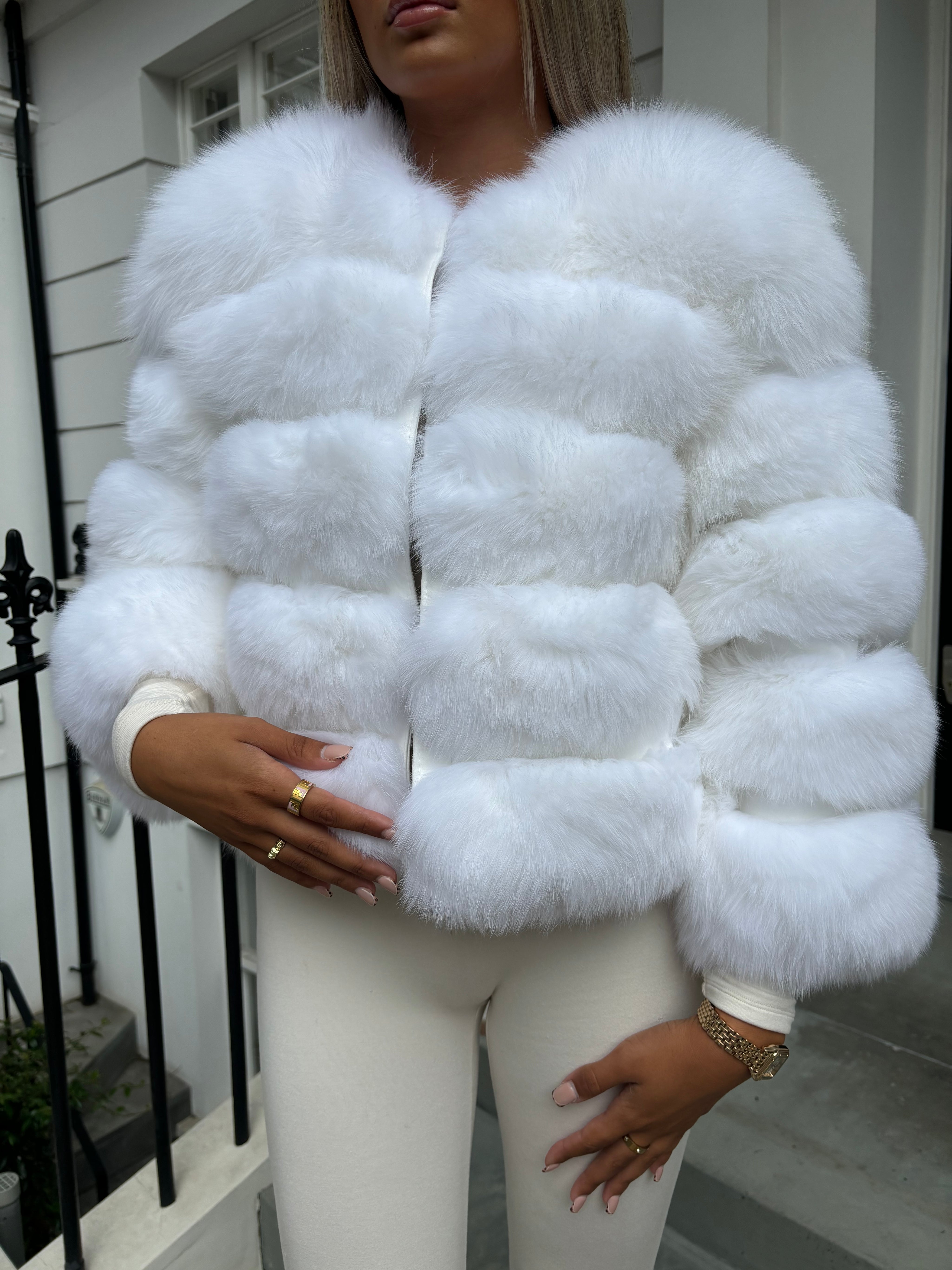 Premium Snow White fox fur coat