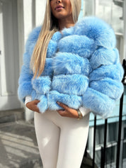 Premium Baby blue fox fur coat
