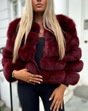 Premium Burgandy red fox fur coat