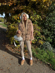 Beige fox fur knitted cardigan