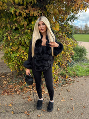 Black fox fur knitted cardigan