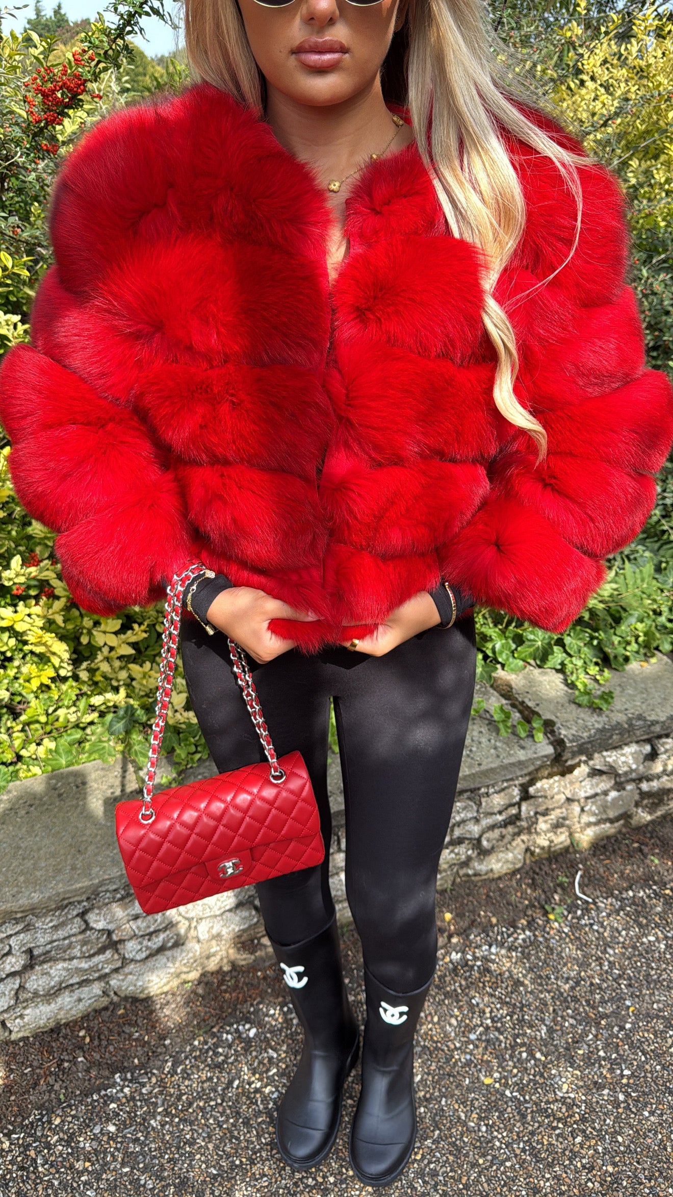 Premium red fox fur coat