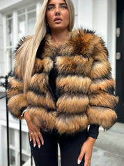 Premium Racoon brown Fur coat