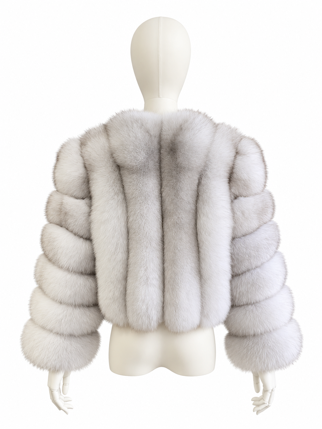 Winter white vertical fox fur coat