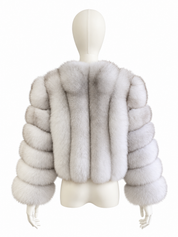 Winter white vertical fox fur coat