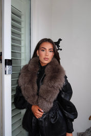 Black & brown fox fur coat
