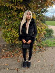 Black fox fur knitted cardigan