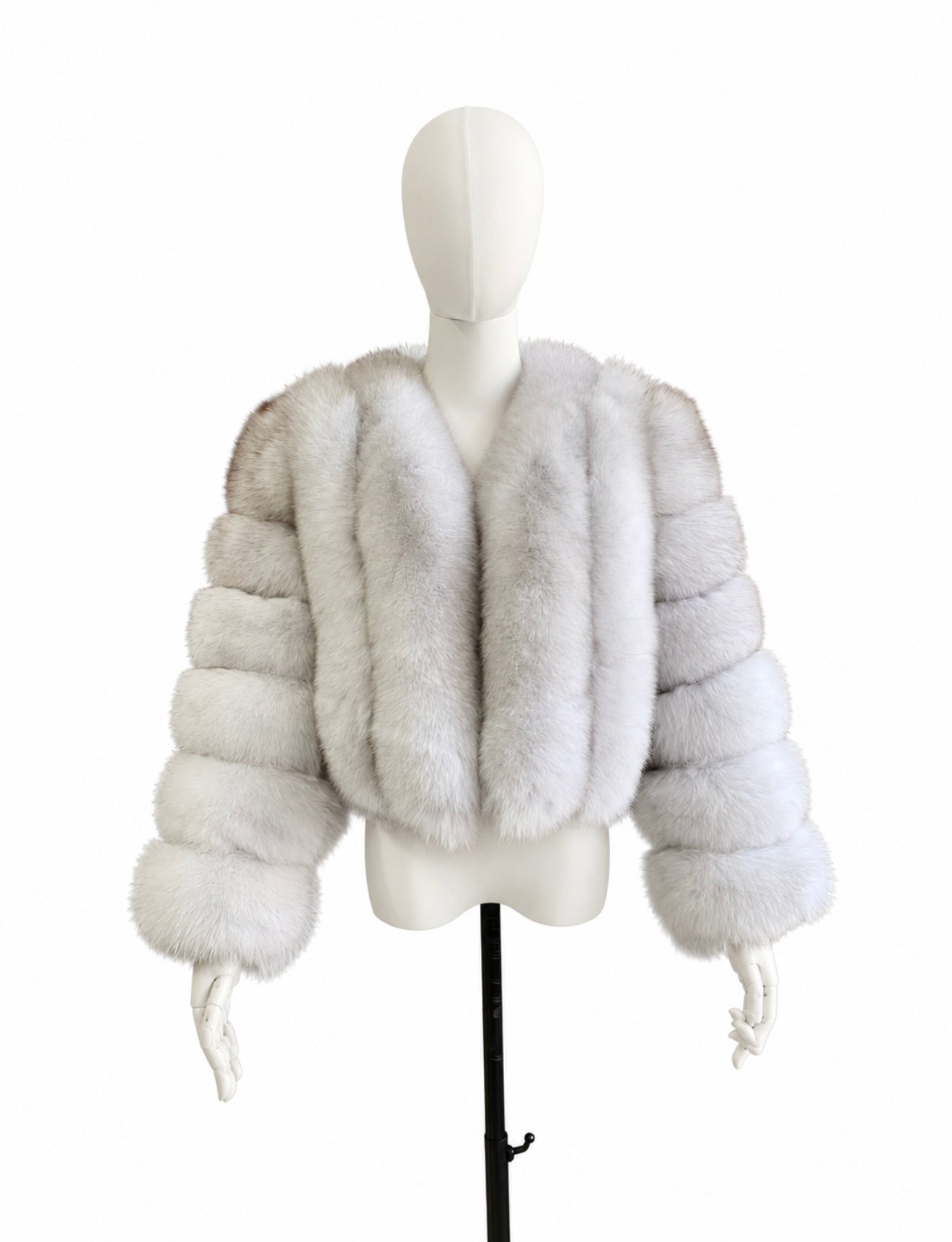 Winter white vertical fox fur coat