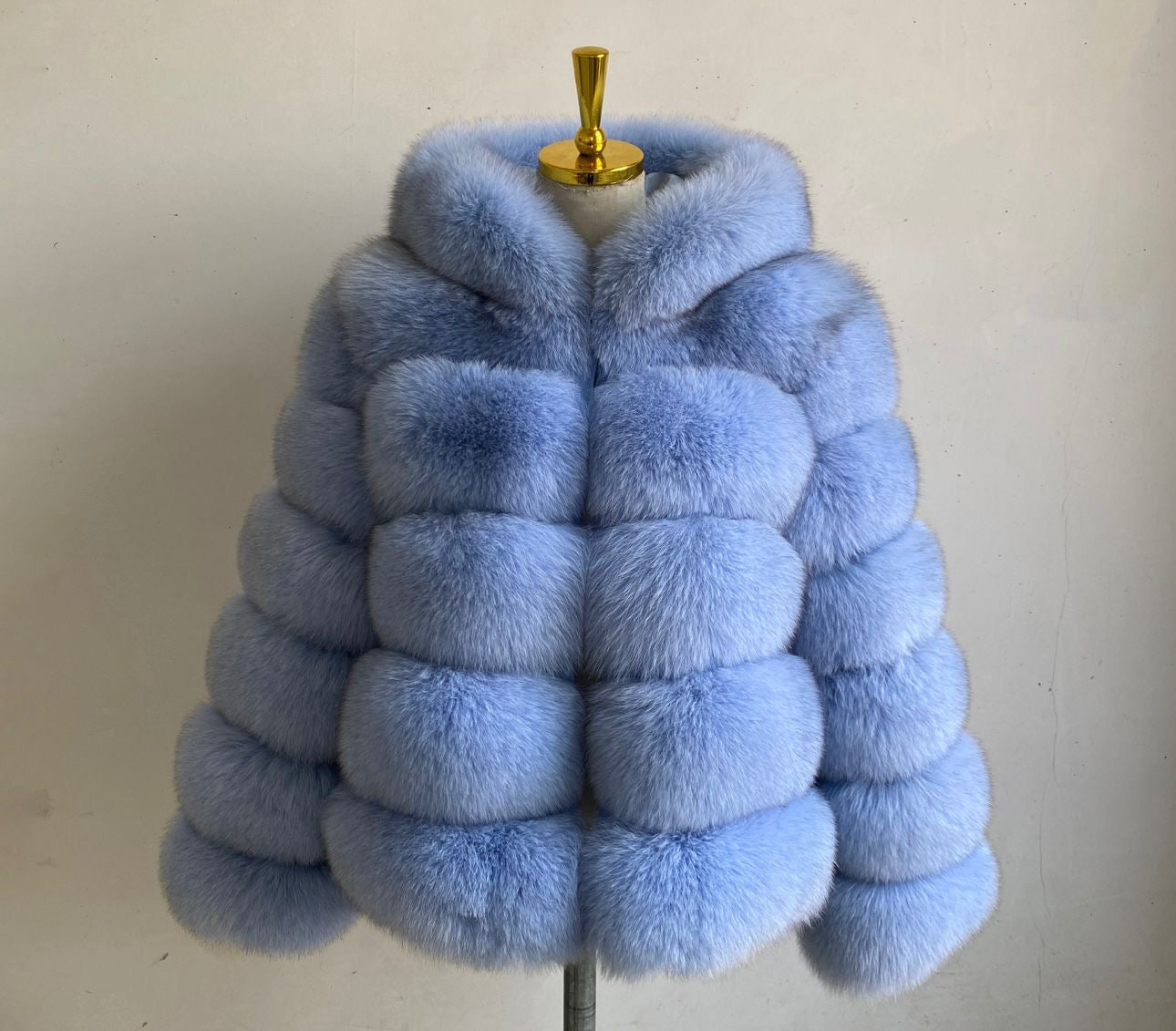 Premium Caramel Brown Fox fur hooded coat