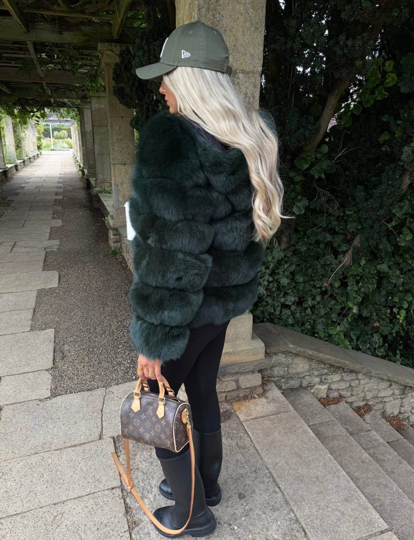 Premium Khaki fox fur hooded coat