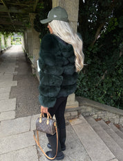 Premium Khaki fox fur hooded coat