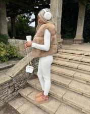 Premium Mocha fox fur body warmer