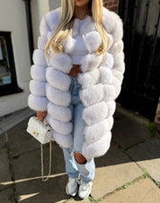 Winter white 8 Row fox Fur Coat