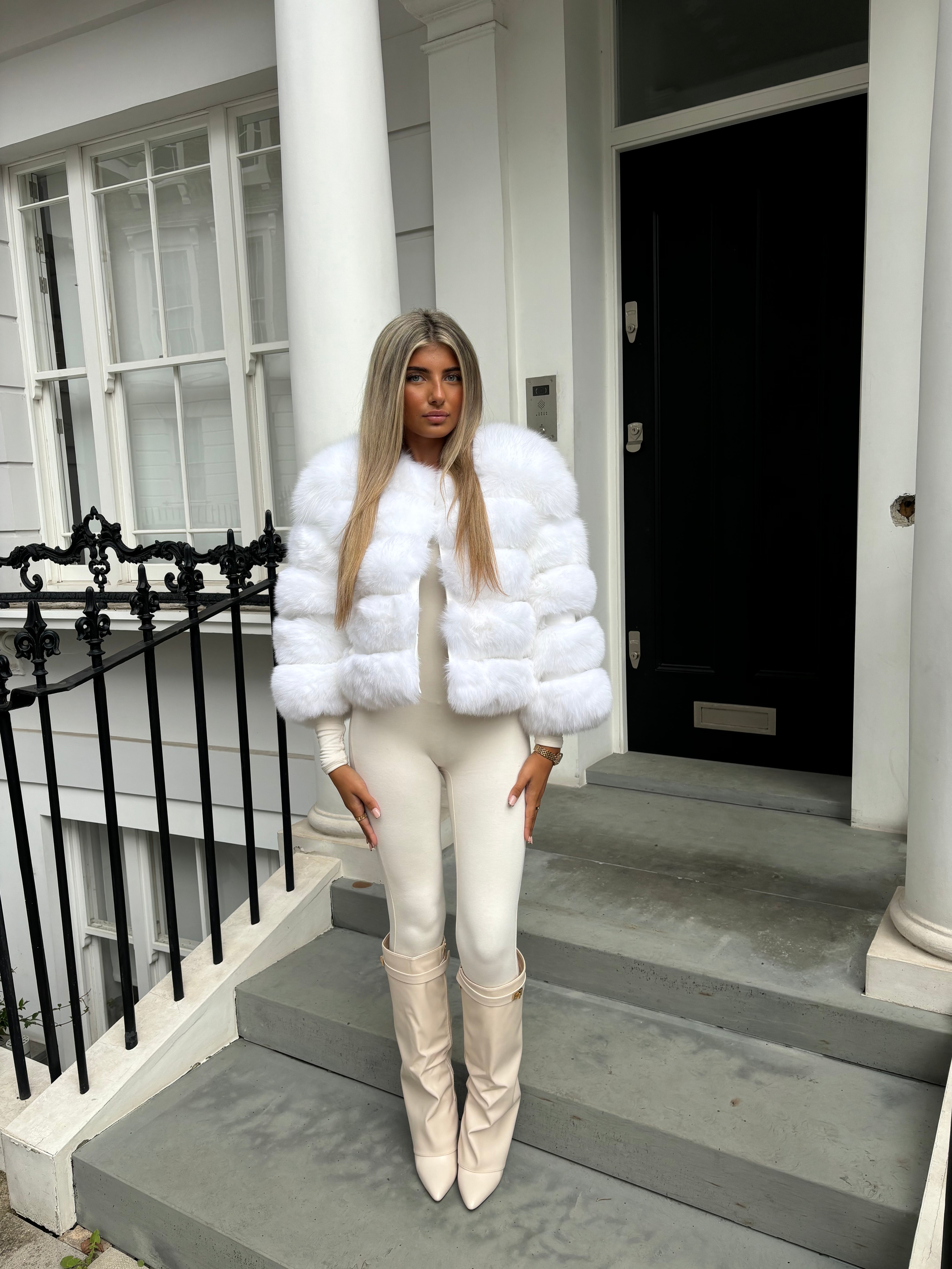 Premium Snow White fox fur coat