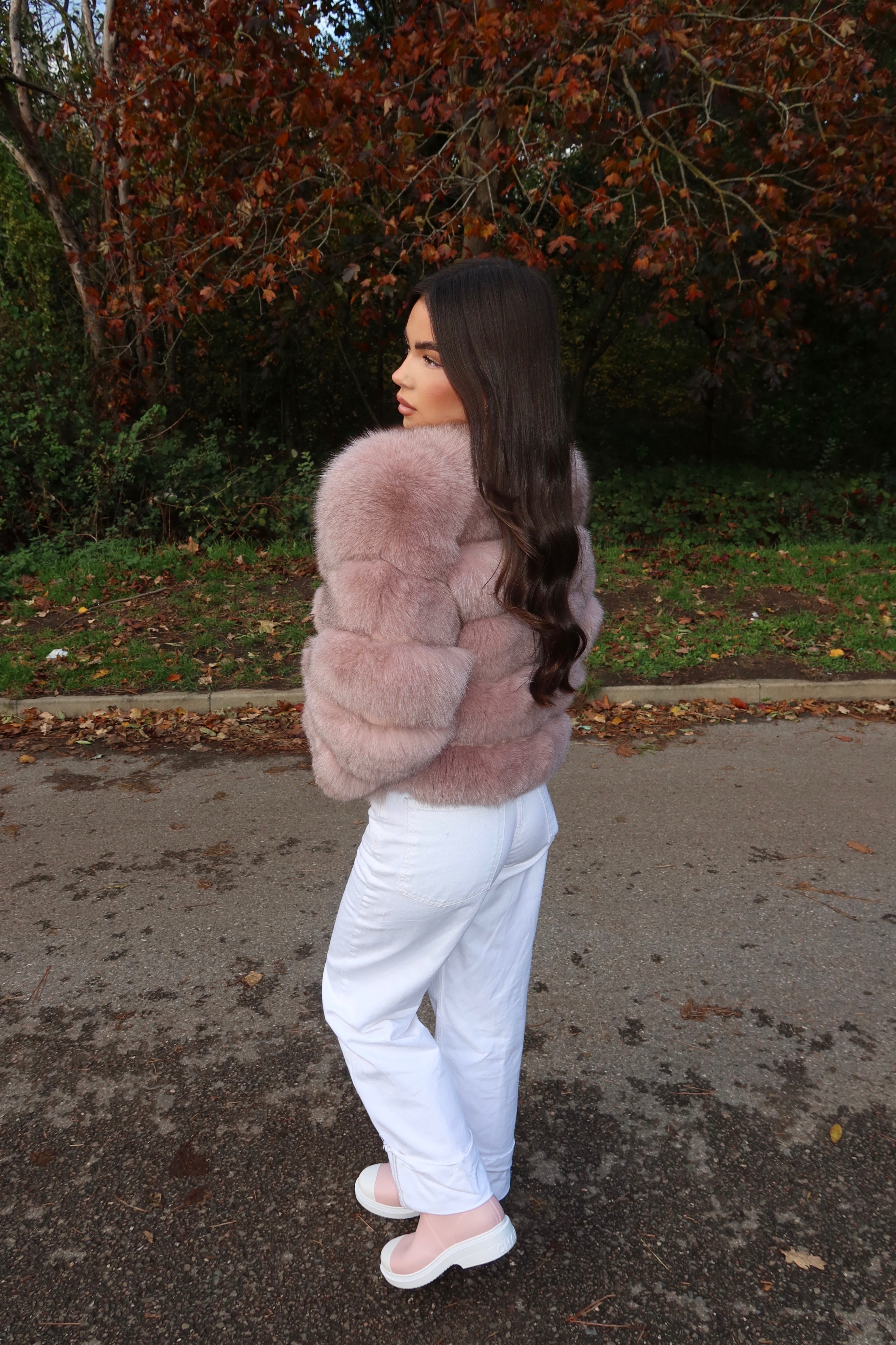 Dusty Rose Fox Fur Coat