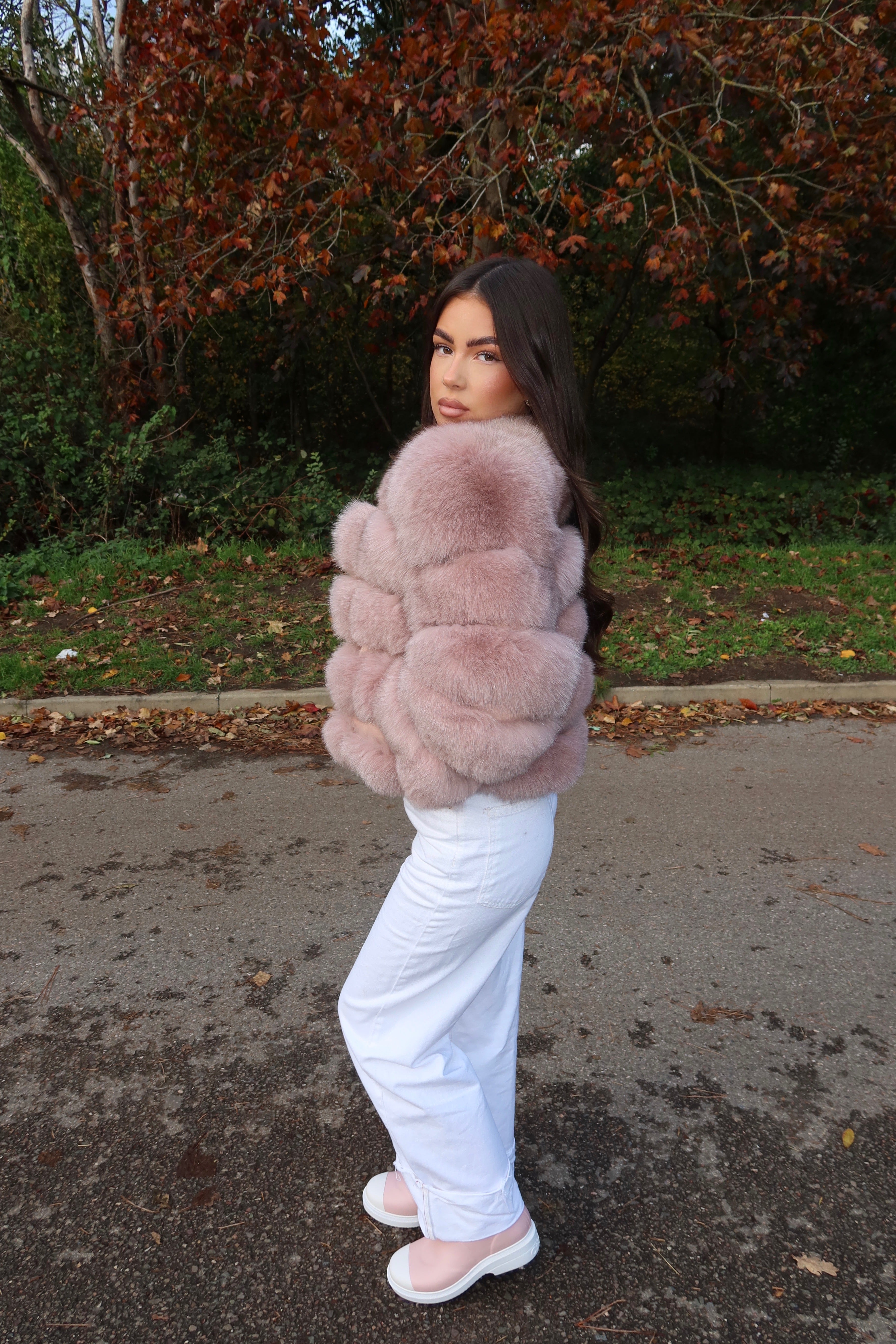 Dusty Rose Fox Fur Coat