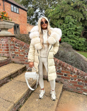 Cream fox fur coat