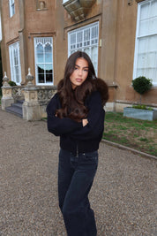 Black & brown fox fur cardigan
