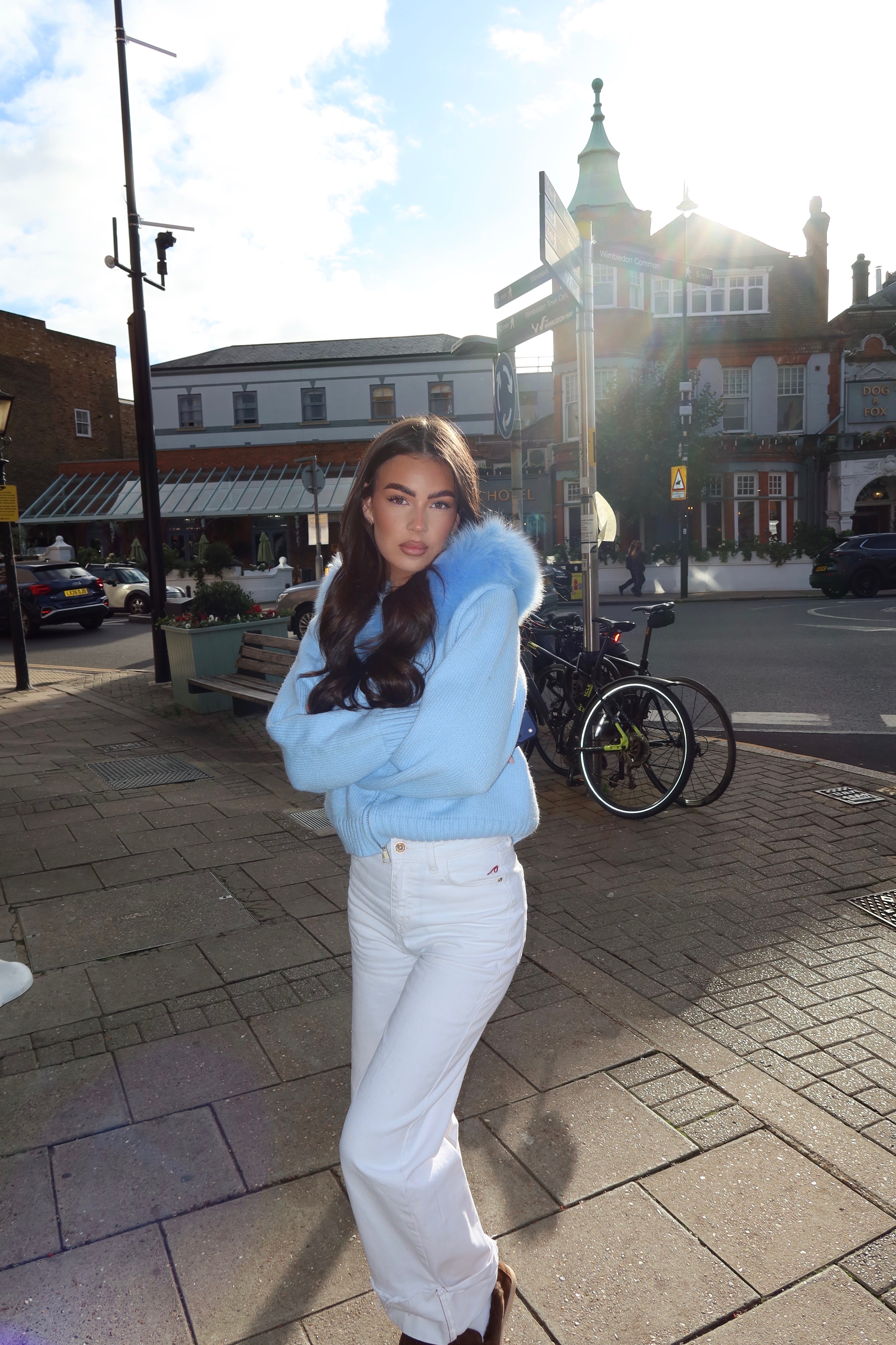 Baby Blue Fox Fur Cardigan