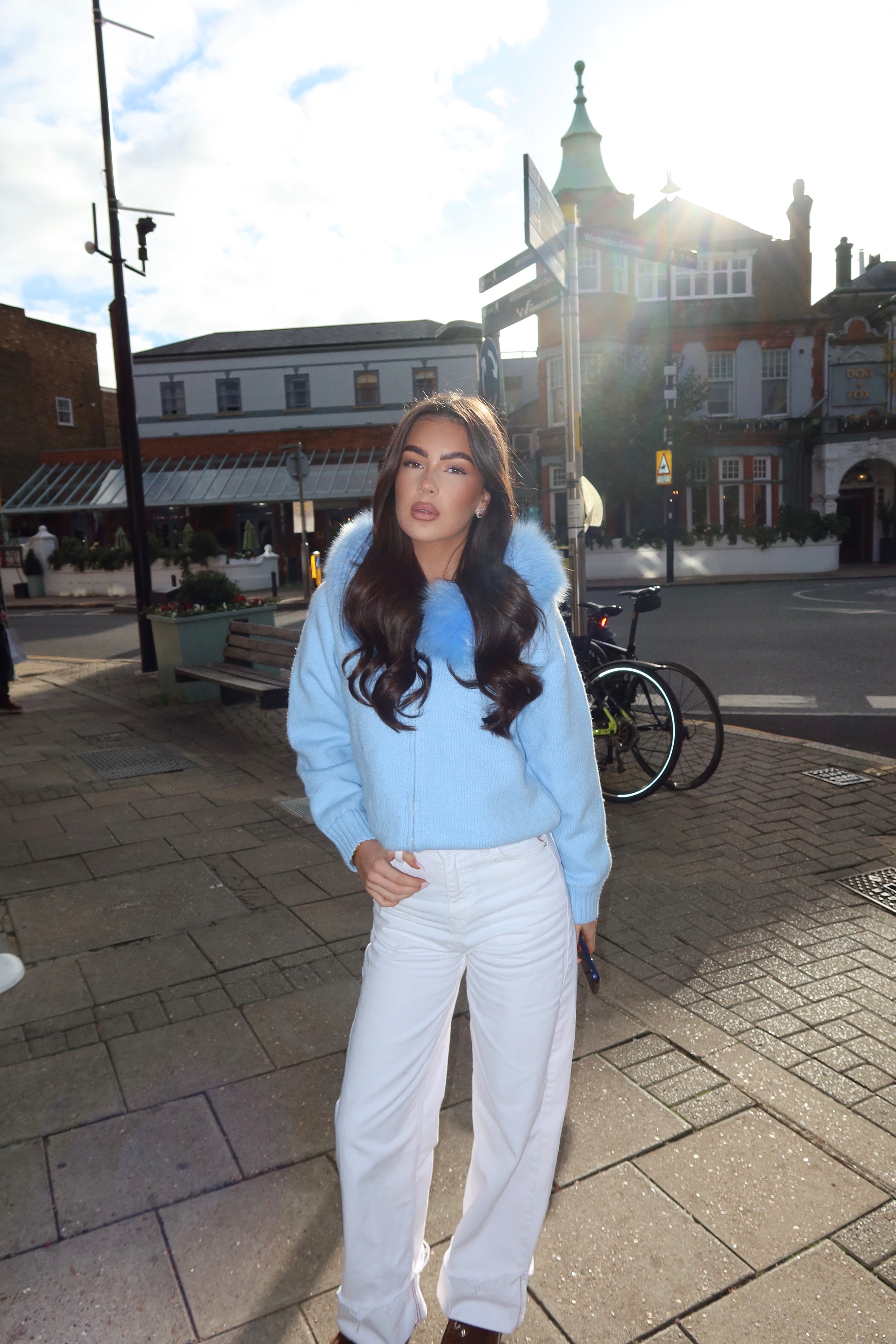 Baby Blue Fox Fur Cardigan